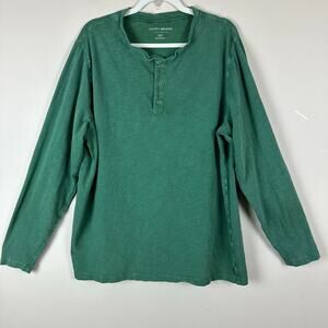 Lucky Brand Mens Henley Cotton Shirt Size 1XLT Green Workwear Peasant Goblincore